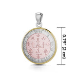 Sigil of the Archangel Uriel Small Sterling Silver with pink and Yellow Gold Plate Accent Pendant OPD4785 - Jewelry