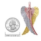 Large Angel Wing Pendant made from White, Yellow and Pink Gold RPD2933 - Jewelry