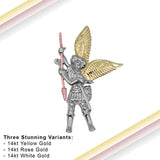 Archangel Saint Michael Pendant made from White, Yellow and Pink Gold RPD3073