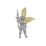 Archangel Saint Michael Pendant made from White, Yellow and Pink Gold RPD3073 - Jewelry