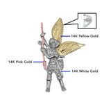 Archangel Saint Michael Pendant made from White, Yellow and Pink Gold RPD3073 - Jewelry