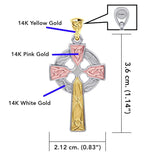 The Celtic Cross Solid 14K White Yellow and Pink Gold pendant RTP037 - Jewelry