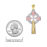 The Celtic Cross Solid 14K White Yellow and Pink Gold pendant RTP037