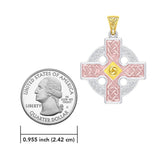 The Celtic Cross Triskele Solid 14K White Yellow and Pink Gold pendant RTP477