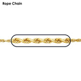 Solid 14K Yellow, White or Rose Gold Diamond Cut Rope Chain Necklace, 16 Sizes 1.5mm - 12mm
