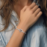 Fantastic Contemporary Design Heart Sterling Silver Cuff Bracelet TBA137