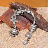 Breathing in the Sealife ~ Sterling Silver Jewelry Link Bracelet TBG352