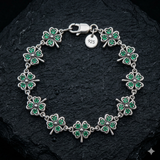 Lucky Gemstones Four Leaf Clover Sterling Silver Link Bracelet TBL396 by TBL396