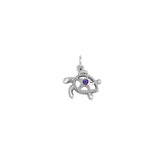 Turtle with Starfish and Gemstone Sterling Silver Charm TCM719