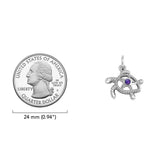 Turtle with Starfish and Gemstone Sterling Silver Charm TCM719 by TCM719