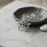 Turtle with Starfish and Gemstone Sterling Silver Charm TCM719 by TCM719