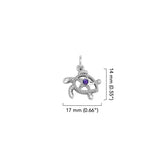 Turtle with Starfish and Gemstone Sterling Silver Charm TCM719 by TCM719