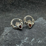 Irish Claddagh Sterling Silver Post Earrings with Gem TE277