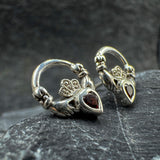 Irish Claddagh Sterling Silver Post Earrings with Gem TE277