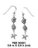 Seashell and Starfish Sterling Silver Earrings TER491