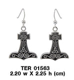 Thor’s Hammer Sterling Silver Hook Earrings TER1563 by TER1563