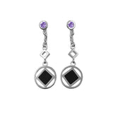 Encircled NA Symbol Sterling Silver Post Earrings