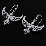 Phoenix with Fleur De Lis Sterling Silver Earrings TER1703