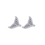 Celtic Whale Tail Silver Post Earrings TER1749