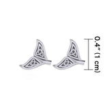 Celtic Whale Tail Silver Post Earrings TER1749