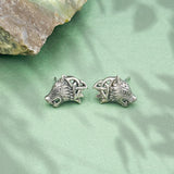 Wolves with Celtic Silver Post Earrings TER1789