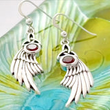 Celtic Trinity Knot Angel Wing Silver Earrings with Round Gemstone TER1926