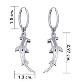 Hammerhead Shark Silver Hoop Earrings TER1934