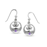 Shamrock with Gemstone Sterling Silver Earrings TER207