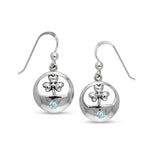 Shamrock with Gemstone Sterling Silver Earrings TER207