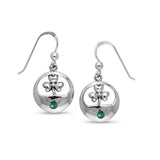 Shamrock with Gemstone Sterling Silver Earrings TER207