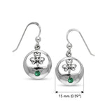 Shamrock with Gemstone Sterling Silver Earrings TER207