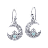 Claddagh on Celtic Moon Silver Earrings with Heart Gemstone TER2173 - Jewelry