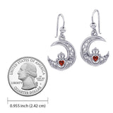 Claddagh on Celtic Moon Silver Earrings with Heart Gemstone TER2173 - Jewelry