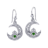 Claddagh on Celtic Moon Silver Earrings with Heart Gemstone TER2173 - Jewelry