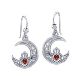 Claddagh on Celtic Moon Silver Earrings with Heart Gemstone TER2173 - Jewelry