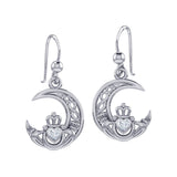 Claddagh on Celtic Moon Silver Earrings with Heart Gemstone TER2173 - Jewelry