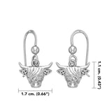 The Highland Cow with Celtic Trinity Knot Ears Silver Earrings TER2174