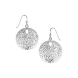 Coastal Charm Sterling Silver Hammer Textured Sand Dollar Earrings by Peter Stone TER2178 - Jewelry