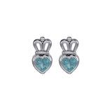 Gemstone Heart With Crown Silver Post Earrings TER2181