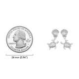 DiveSilver Dangling Sea Turtle Sterling Silver Post Earrings TER2238