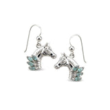 Horse Head with Marquise Gemstone Sterling Silver Earrings TER2246