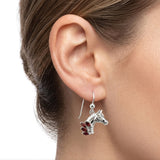 Horse Head with Marquise Gemstone Sterling Silver Earrings TER2246