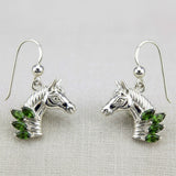 Horse Head with Marquise Gemstone Sterling Silver Earrings TER2246