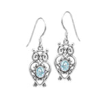 Filigree Owl  Sterling Silver Earrings with Gemstone TER2250