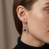 Filigree Owl  Sterling Silver Earrings with Gemstone TER2250