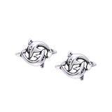 Double Dolphin Sterling Silver Post Earrings TER273