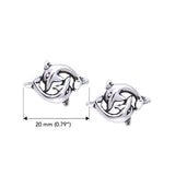 Double Dolphin Sterling Silver Post Earrings TER273