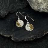Crescent Moon Silver and 14K Gold Accent Earrings TEV030 - Jewelry
