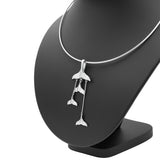 Dangling Silver Whale Tails Fashion Necklace TNC480