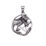 Dragon with Pentacle Sterling Silver Pendant TP1041 by TP1041
